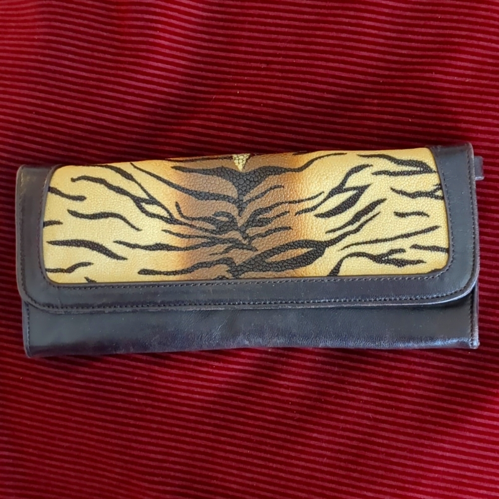 Casadei tiger leather clutch/wallet